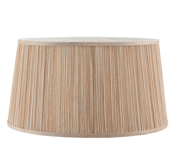 Kemp pleated faux silk beige 17 inch oval table lamp shade main image