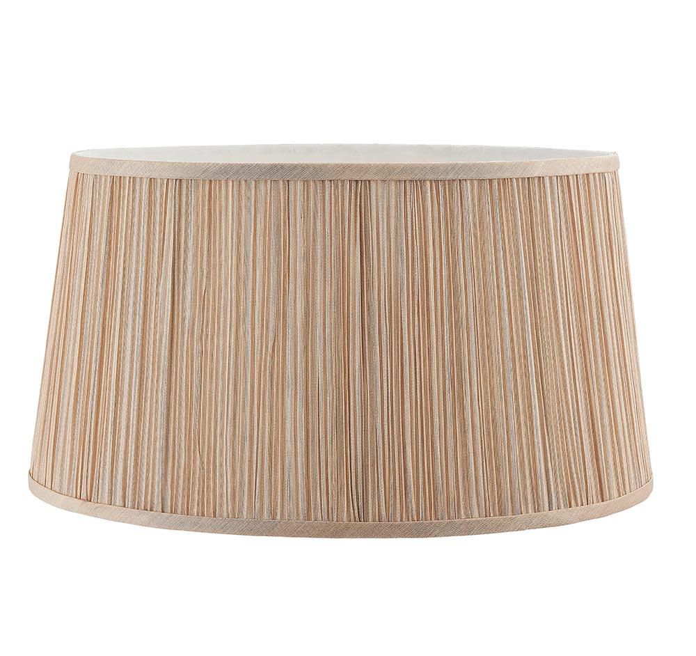 Kemp Pleated Faux Silk 17 Inch Beige Oval Table Lamp Shade