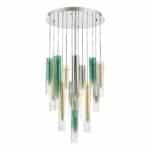 Isadora 14 Light LED Cluster Pendant Chrome Coloured Glass