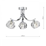 Dar Ivy 3 Arm Semi Flush Low Ceiling Light Polished Chrome