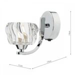 Dar Ivy Switched Single Wall Light Chrome Crystal Glass
