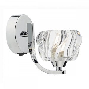 Ivy switched single wall light in polished chrome on white background