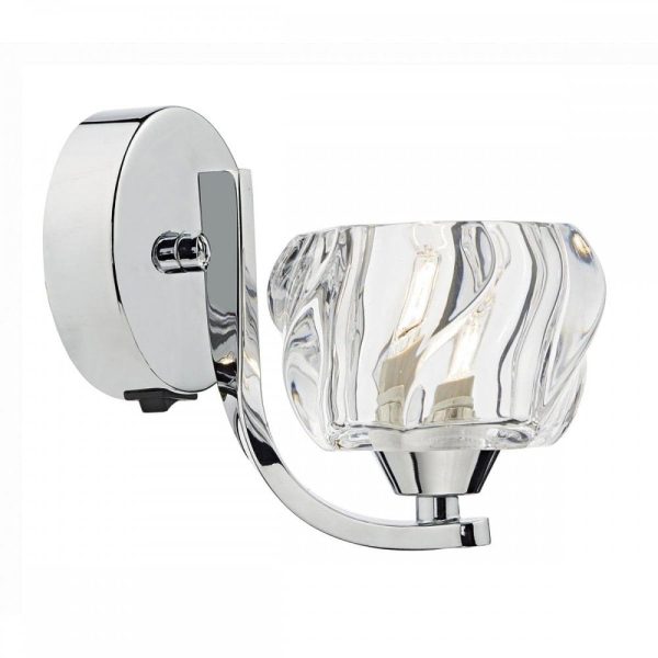 Dar Ivy Switched Single Wall Light Chrome Crystal Glass