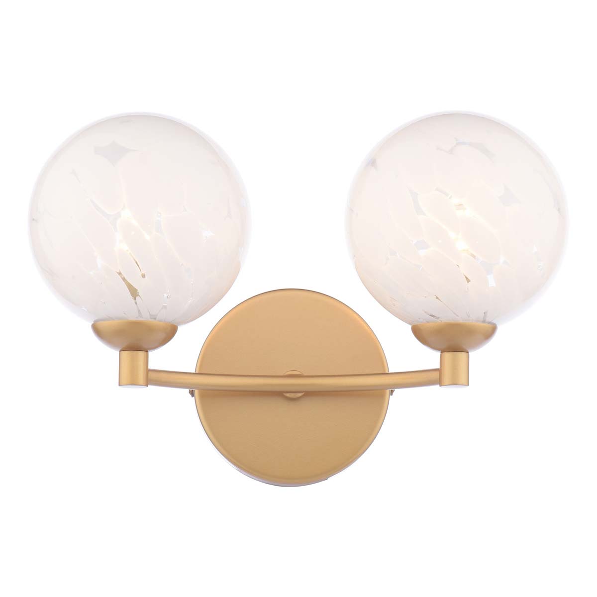 Dar Izzy Twin Wall Light Gold White Confetti Glass Shades