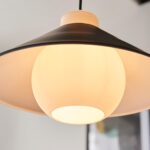 Scandinavian Style Matt Black 1 Light Coolie Shade Pendant White Glass
