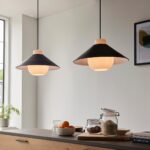 Scandinavian Style Matt Black 1 Light Coolie Shade Pendant White Glass