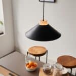 Scandinavian Style Matt Black 1 Light Coolie Shade Pendant White Glass