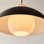 Scandinavian Style Matt Black 1 Light Domed Shade Pendant White Glass