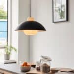 Scandinavian Style Matt Black 1 Light Domed Shade Pendant White Glass