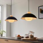 Scandinavian Style Matt Black 1 Light Domed Shade Pendant White Glass