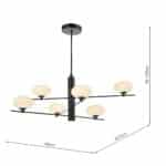Dar Jasper 6 Light Ceiling Pendant Matt Black Opal Glass