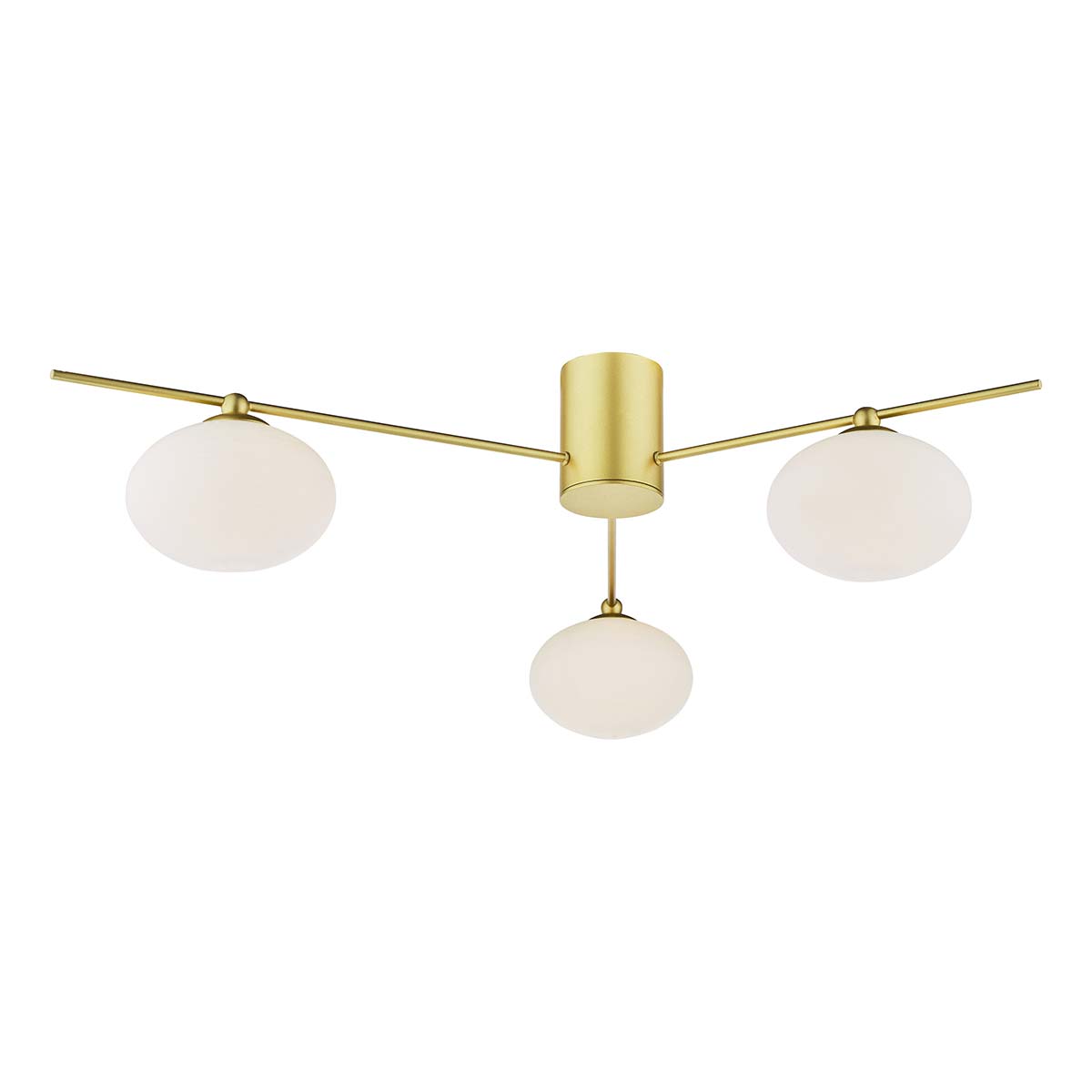 Dar Jasper 3 Light Semi Flush Satin Gold Opal Glass