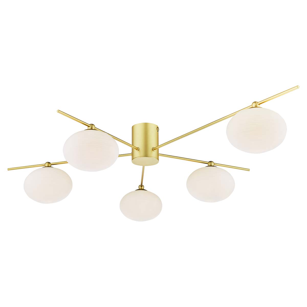 Dar Jasper 5 Light Semi Flush Satin Gold Opal Glass