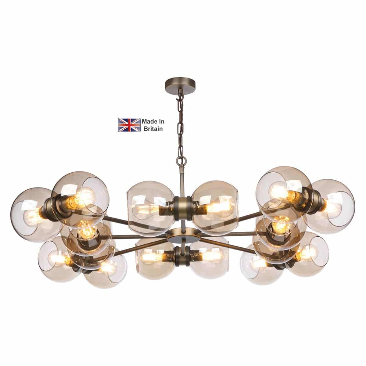 Juno Large 16 Light Pendant Solid Brass Handmade In Britain