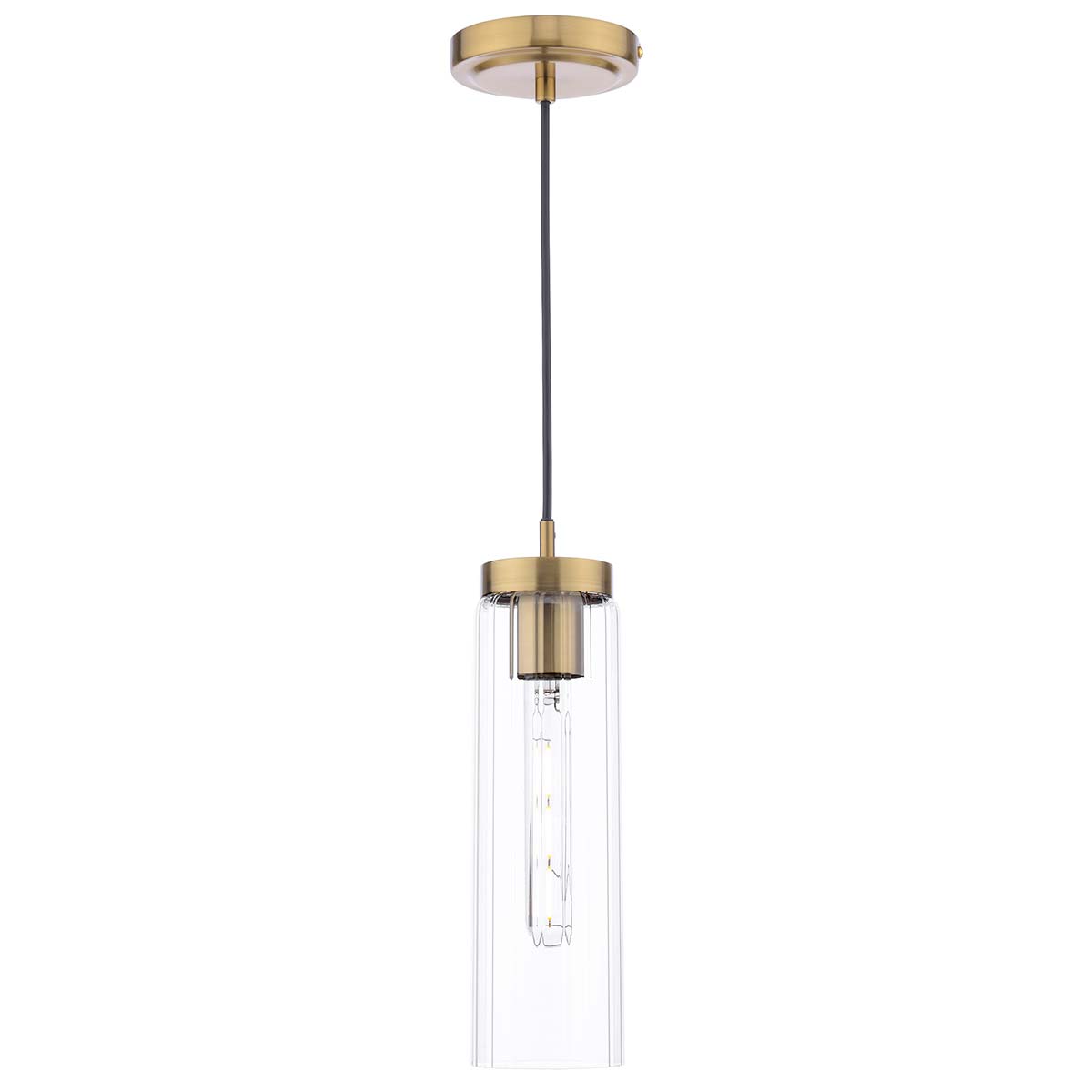 Dar Jodelle Single Pendant Light Polished Bronze Clear Glass