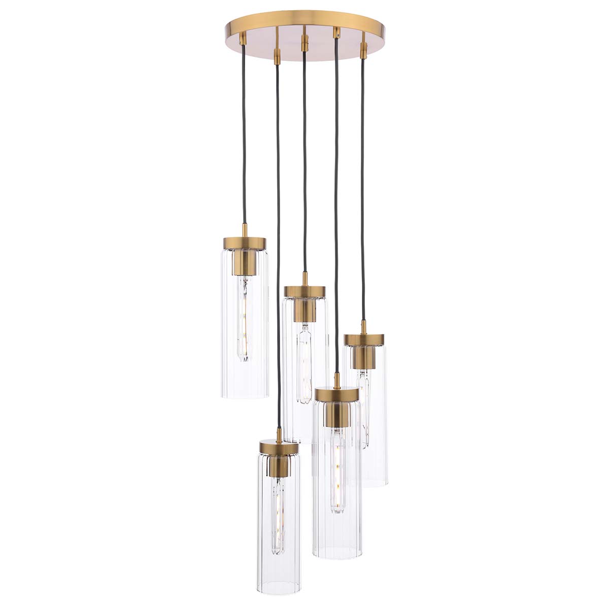 Jodelle 5 Light Cluster Pendant Polished Bronze Clear Glass