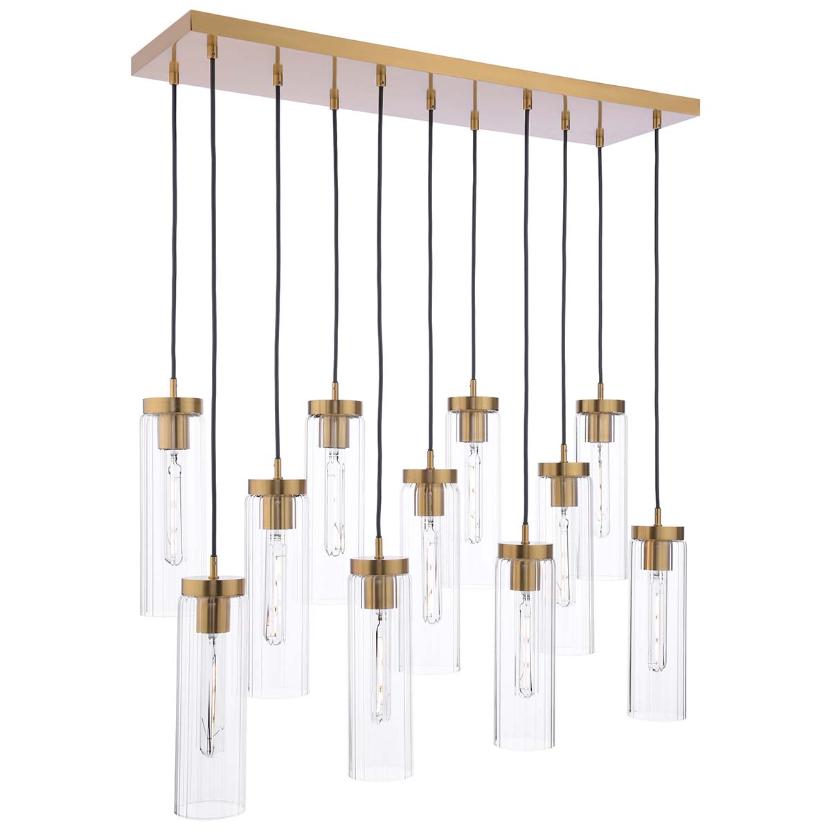 Jodelle 11 Light Bar Pendant Polished Bronze Clear Glass