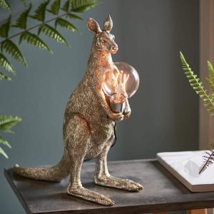 Kangaroo 1 light detailed resin animal table lamp in vintage silver main image