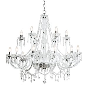 Dar Katie 18 light dual mount large chandelier with acrylic glass on white background