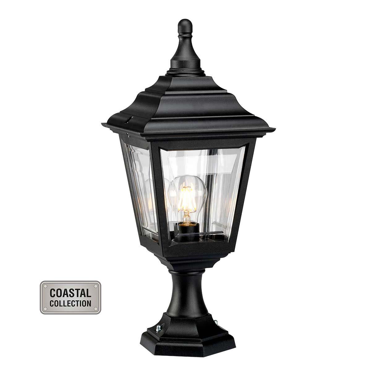 Elstead Kerry Corrosion Proof 1 Light Outdoor Pedestal Lantern Black
