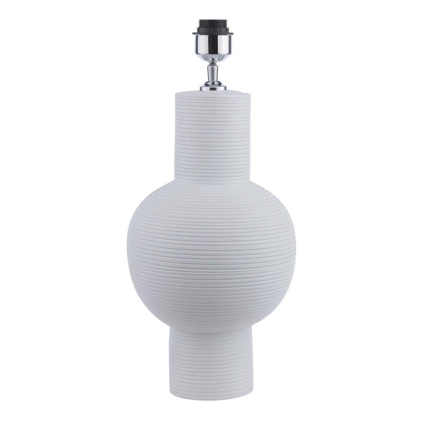 Kiara unglazed white ceramic table lamp base only on white background