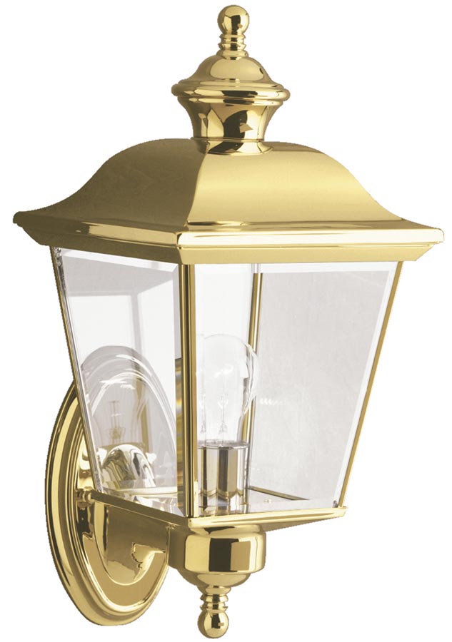 Kichler Bay Shore Medium Outdoor Wall Lantern Solid Polished Brass