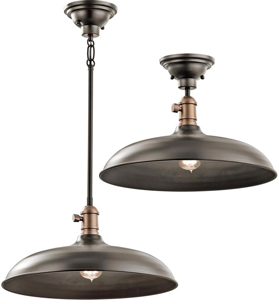 Kichler Cobson Industrial 1 Light Pendant / Semi Flush Olde Bronze