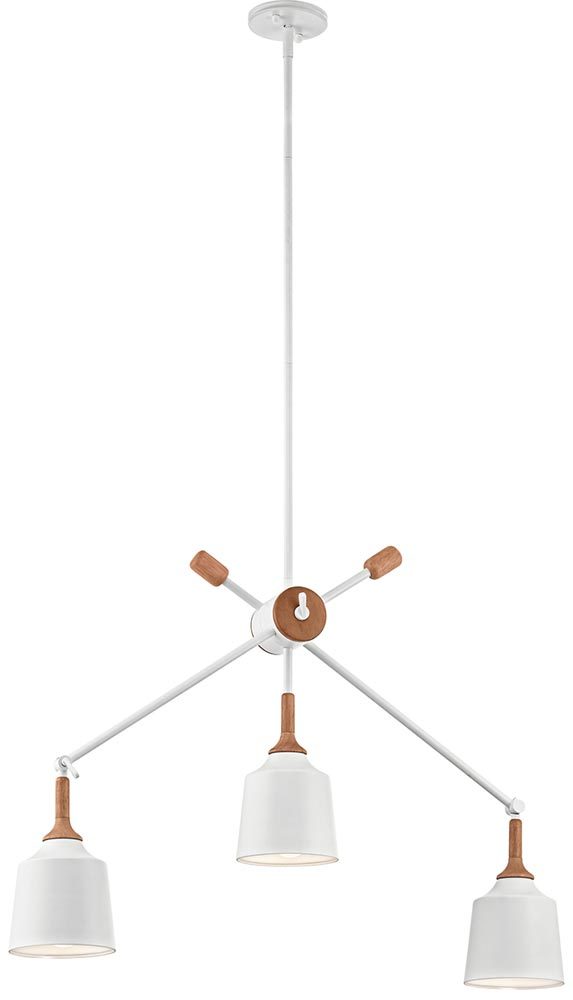 Kichler Danika 3 Light Linear Pendant Ceiling White Wood Accents