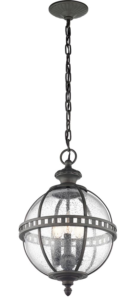 Kichler Halleron 3 Light Outdoor Chain Lantern Globe Londonderry IP44