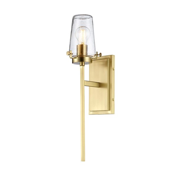 Kichler Alton Brushed Brass Bathroom Wall Light Seeded Glass IP44