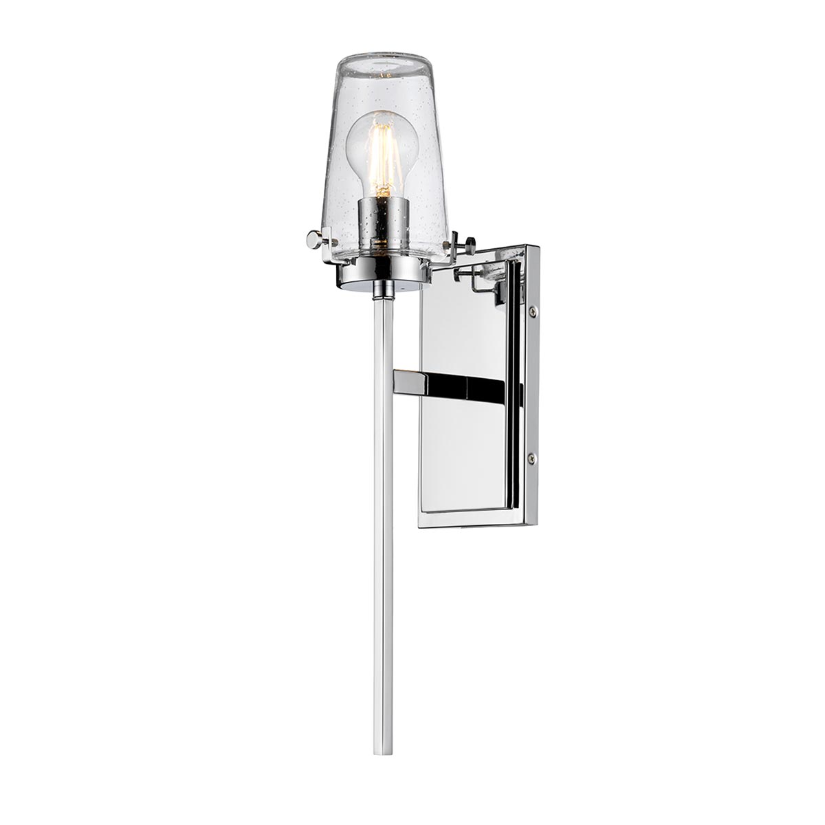 Kichler Alton Chrome 1 Lamp Bathroom Wall Light Seeded Glass IP44