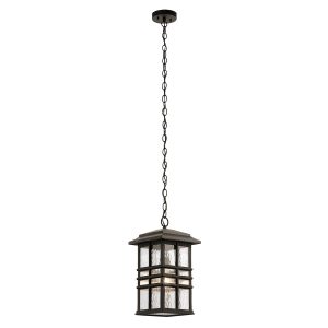 Kichler Beacon Square 1 light hanging outdoor porch lantern in olde bronze