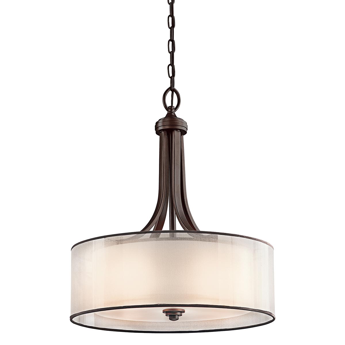 Kichler Lacey Large 4 Light Pendant Mission Bronze Organza Shade