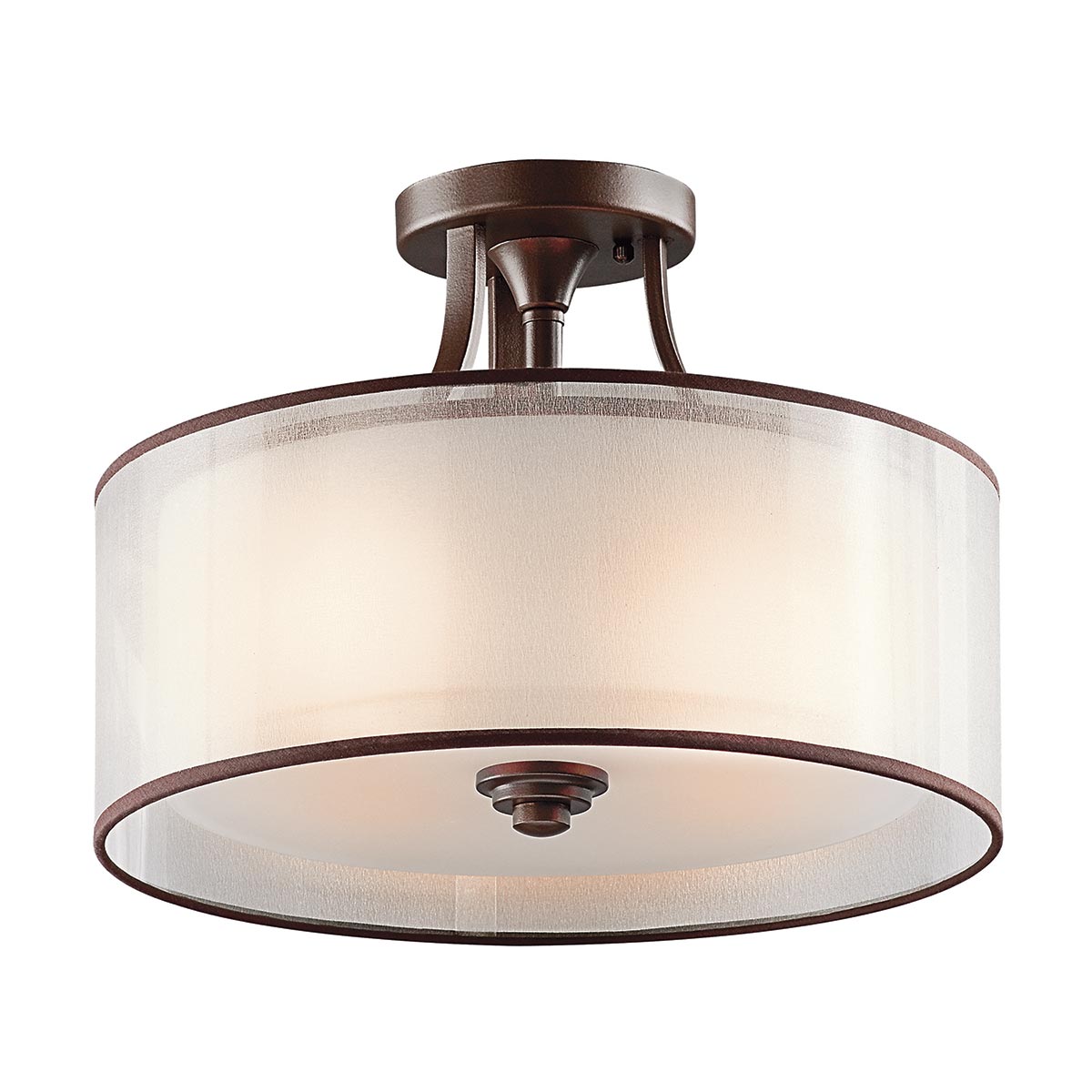 Kichler Lacey Small 3 Lamp Semi Flush Low Ceiling Light Mission Bronze