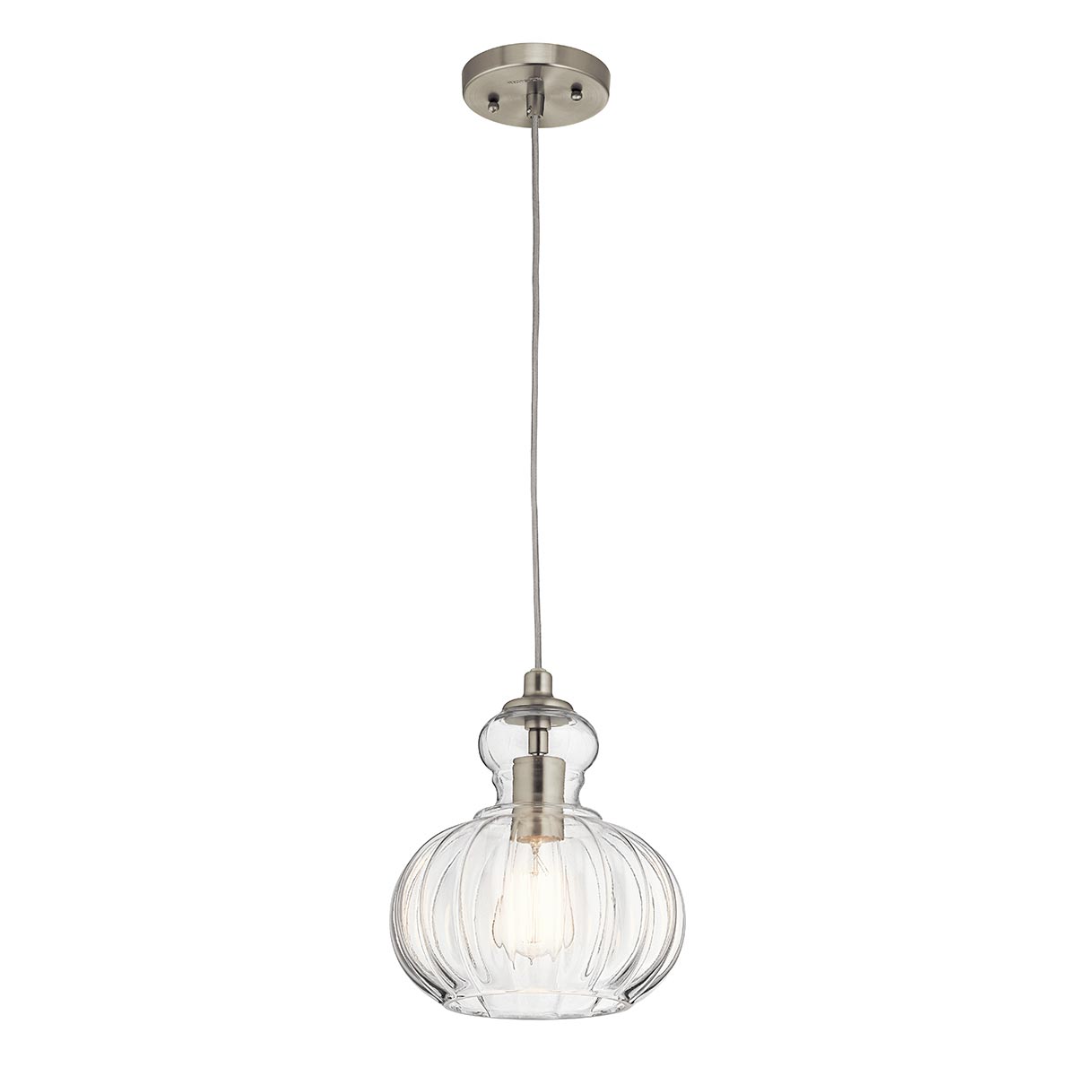 Kichler Riviera Type A Single Light Ribbed Glass Pendant Brushed Nickel