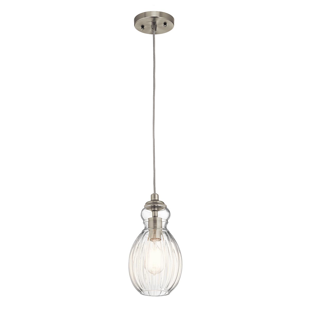 Kichler Riviera Type C Single Light Ribbed Glass Pendant Brushed Nickel