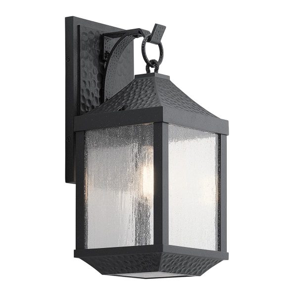 Kichler Springfield medium outdoor wall lantern in hammered black with seeded glass main image