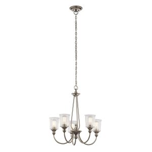 Kichler Waverly classic pewter 5 light chandelier with seeded glass shades