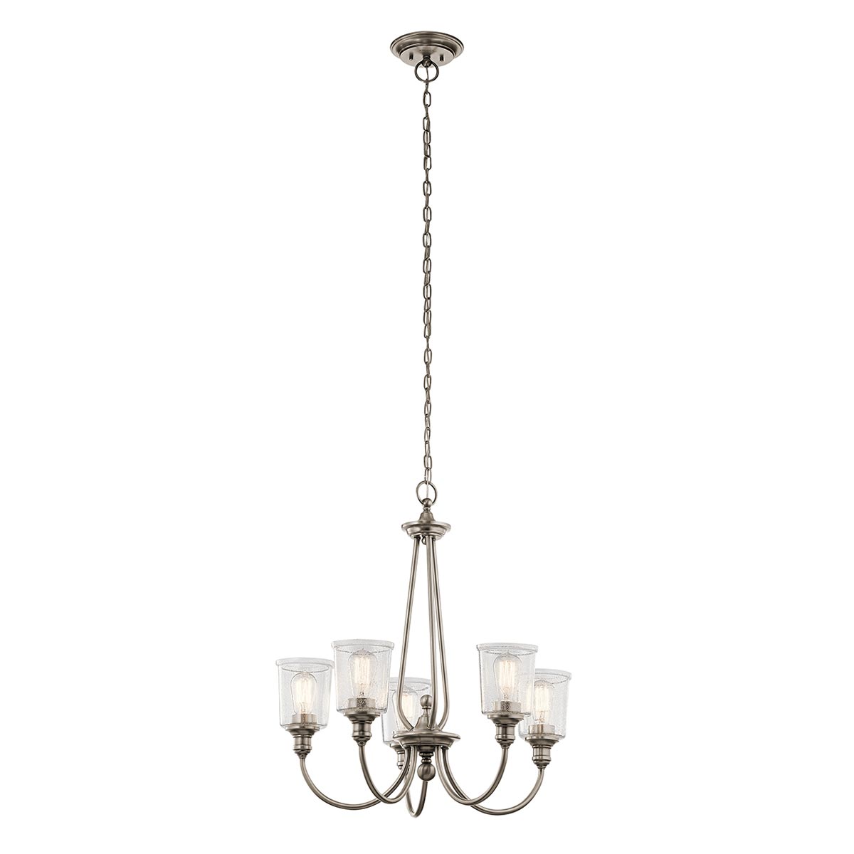 Kichler Waverly Classic Pewter 5 Light Chandelier Seeded Glass Shades