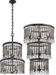 Kichler Piper Long Drop 18 Light Stairwell Chandelier Espresso Glass