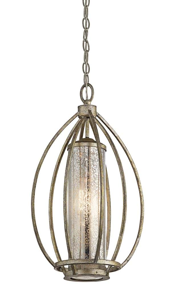 Kichler Rosalie 1 Light Ceiling Pendant Sterling Gold Mercury Glass