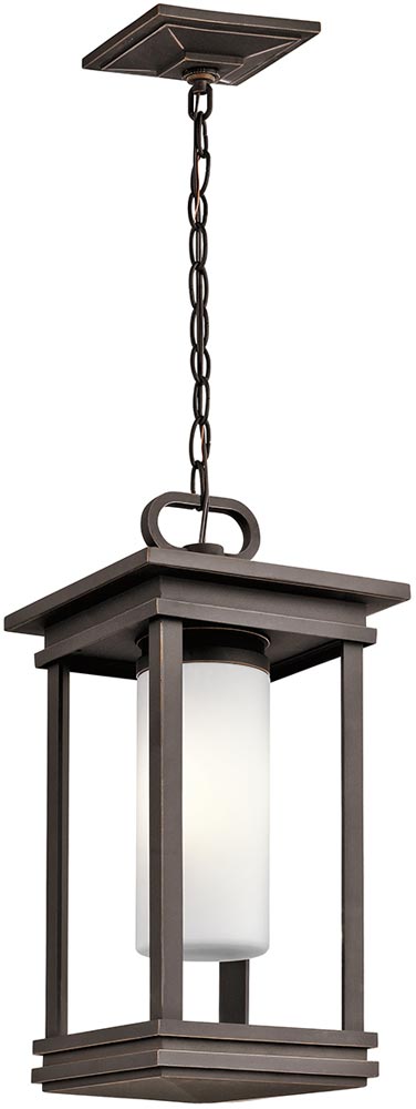 Kichler South Hope 1 Light Hanging Outdoor Porch Lantern Rubbed Bronze