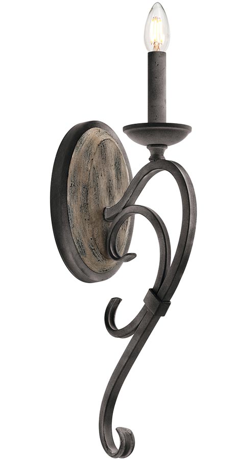 Kichler Taulbee 1 Light Single Wall Light Weathered Zinc Wood