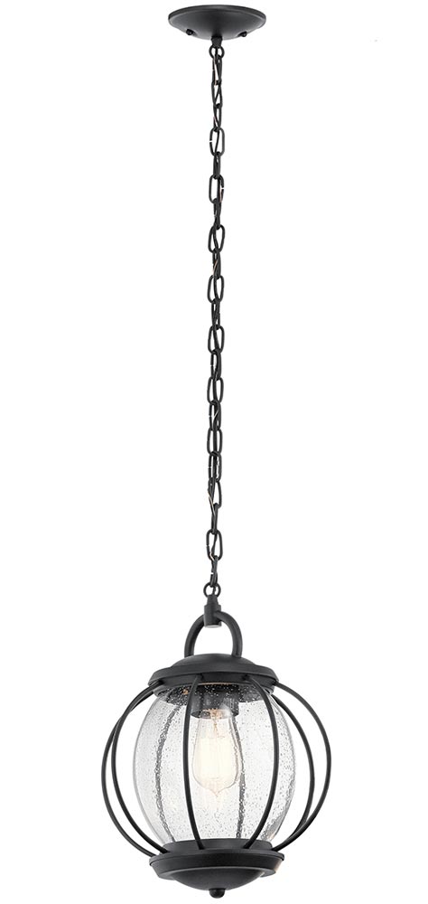 Kichler Vandalia 1 Light Small Outdoor Porch Chain Lantern Black