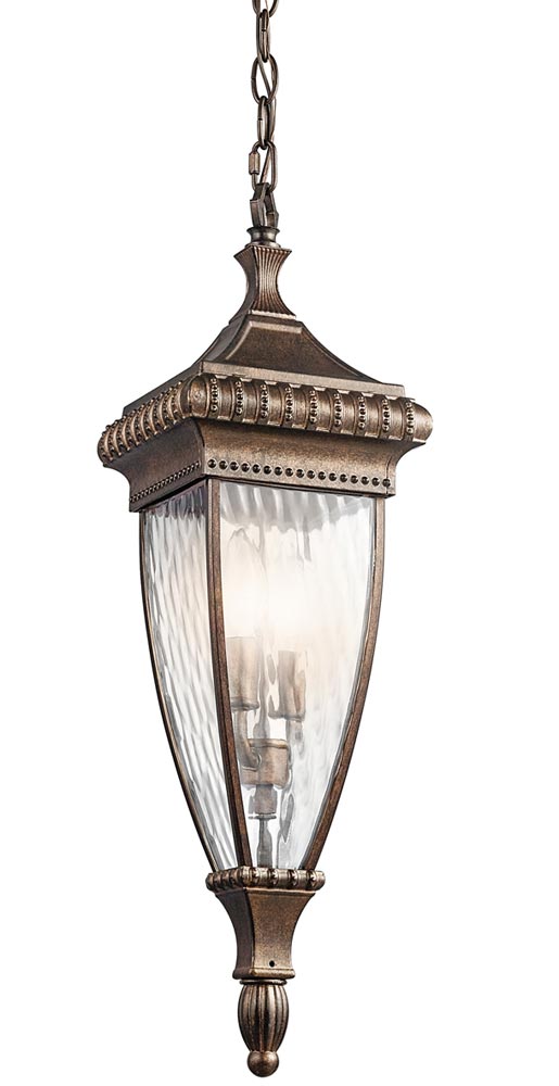 Kichler Venetian Rain Hanging Outdoor Porch Lantern Brushed Bronze