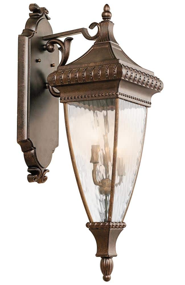Kichler Venetian Rain 3 Lamp Large Outdoor Wall Lantern Brushed Bronze