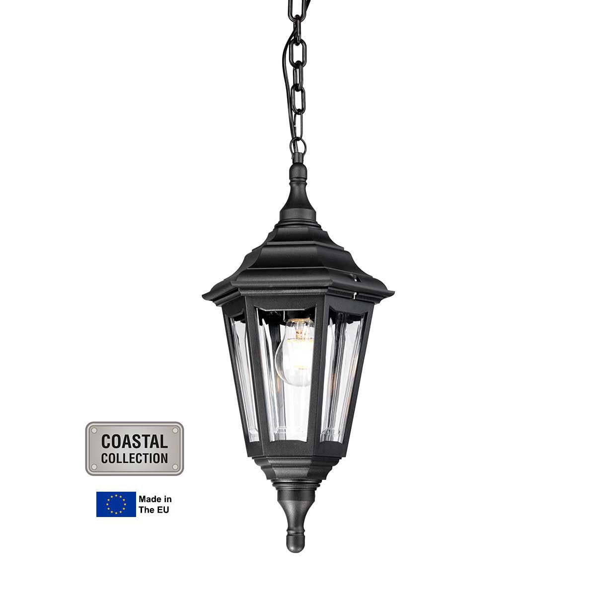 Elstead Kinsale Corrosion Proof 1 Light Hanging Porch Lantern Black