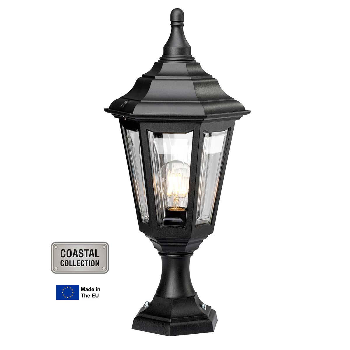 Elstead Kinsale Corrosion Proof 1 Light Outdoor Pedestal Lantern Black