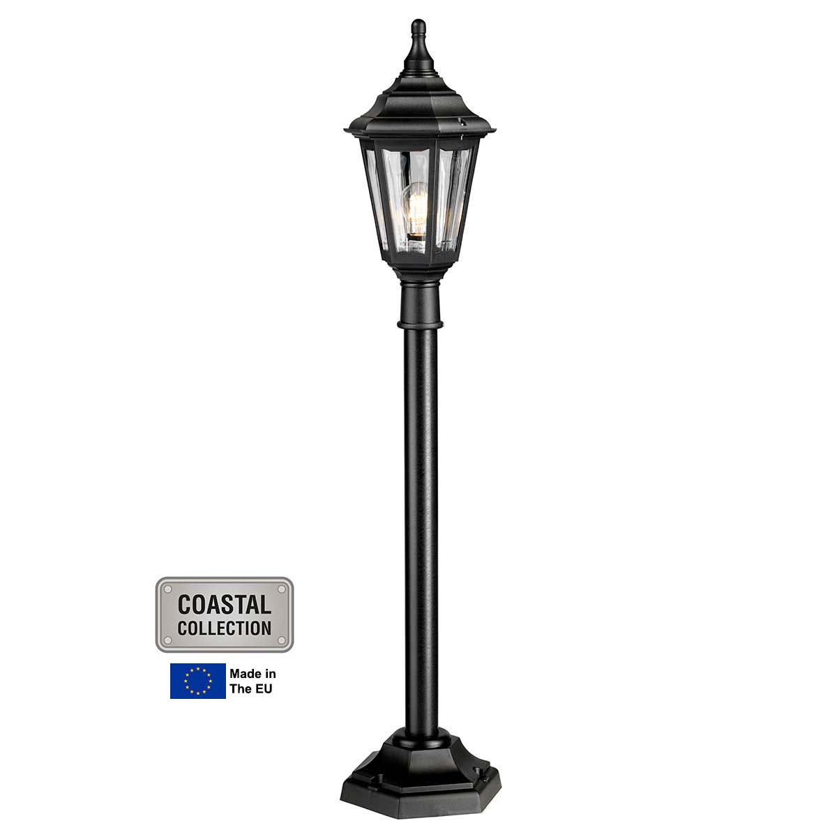 Elstead Kinsale Corrosion Proof 1 Light Outdoor Pillar Lantern Black
