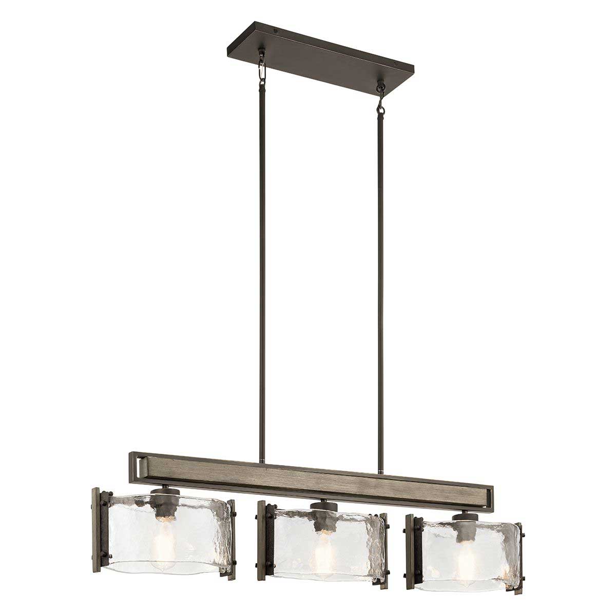 Aberdeen 3 Light Island Pendant in Old Bronze with Water Glass